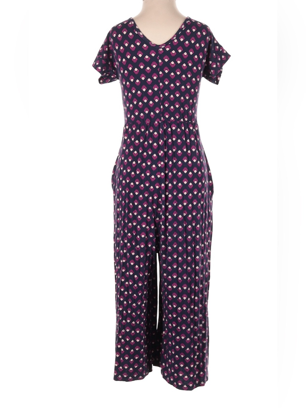 Latched Mama V-Neck Navy & Pink Printed Easy Access Nursing Wrap Maxi Romper - Picture 2 of 4